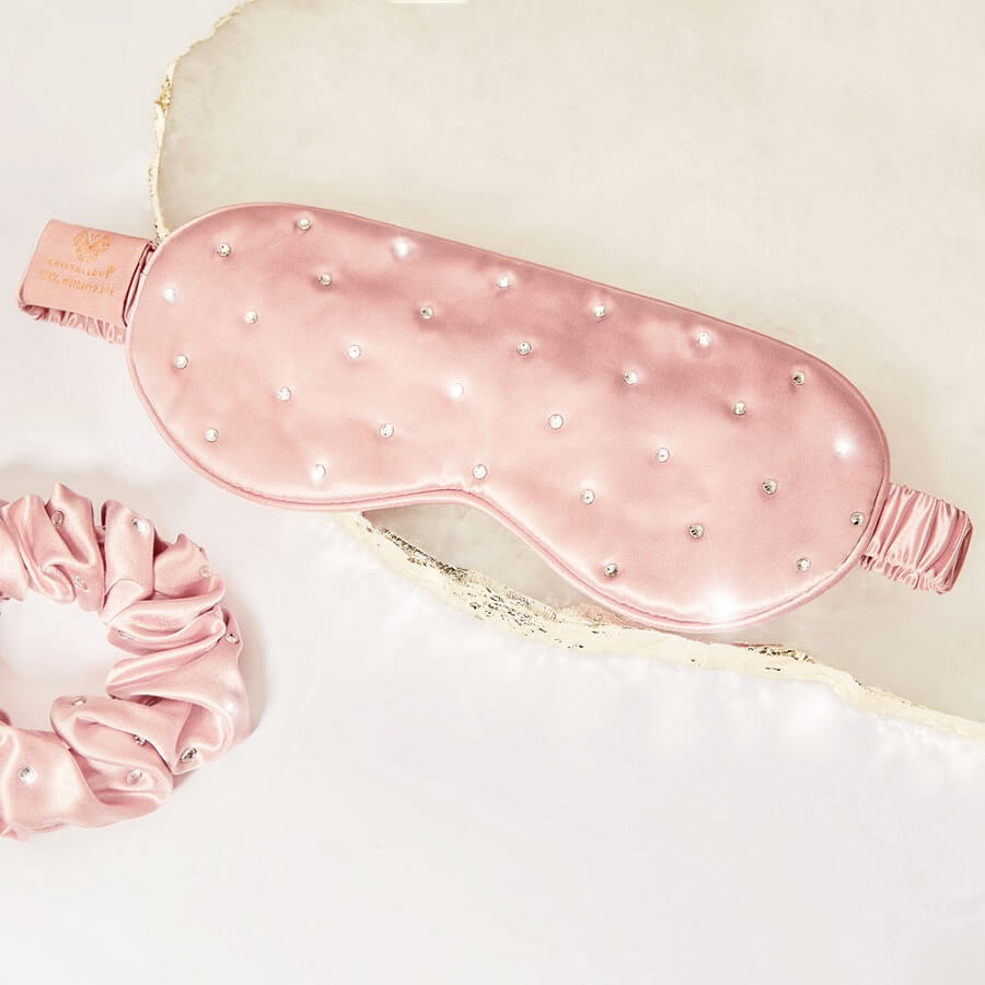 Crystalized Silk Eye Mask Rose Gold