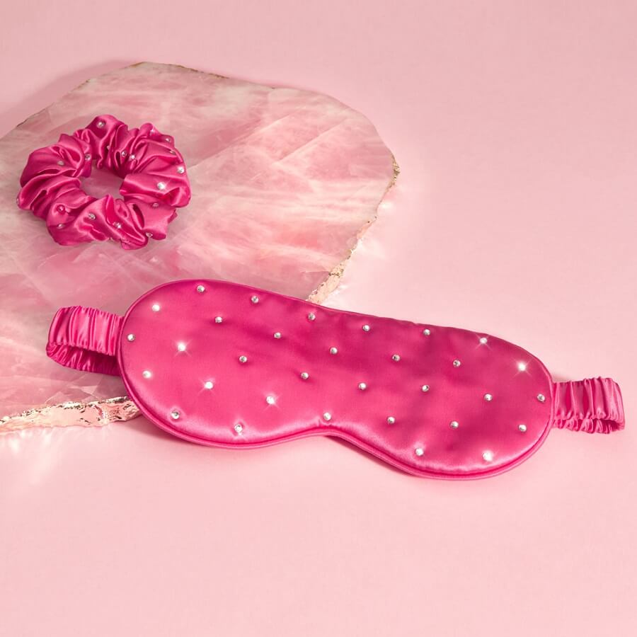 Crystalized Silk Eye Mask Hot Pink