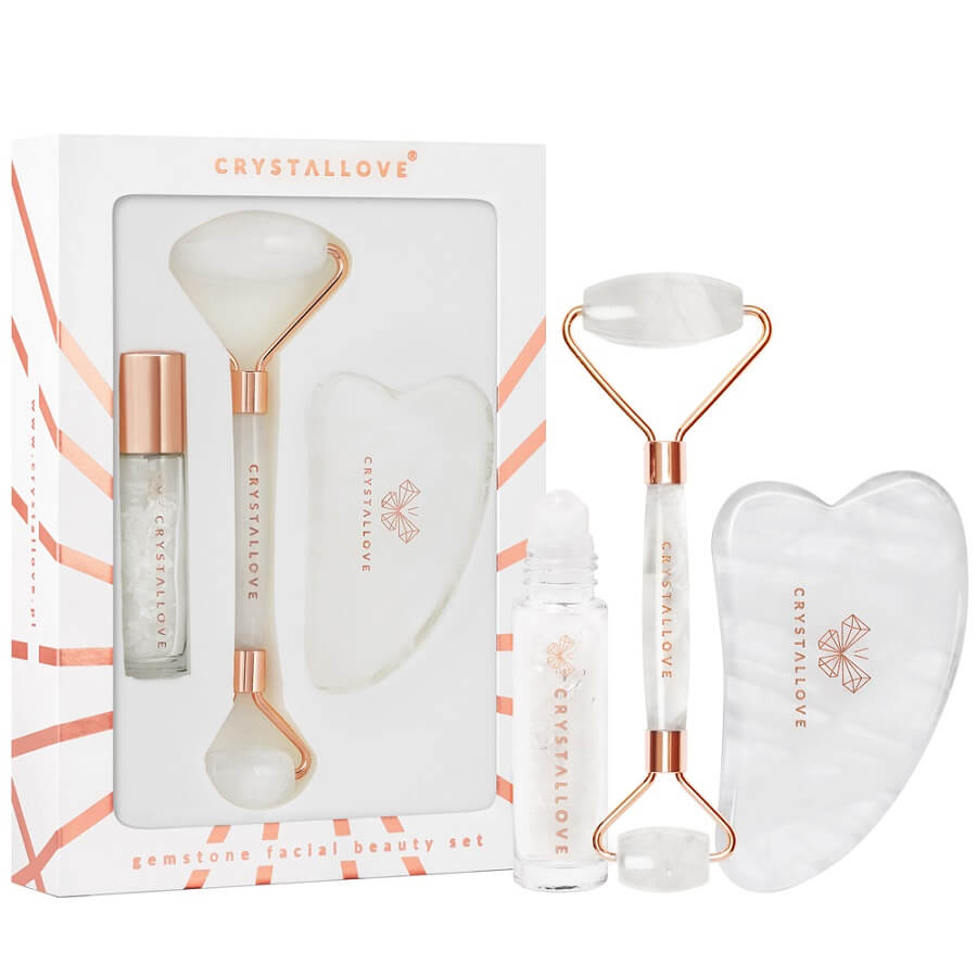 Clear Quartz Roller And Gua Sha Set
