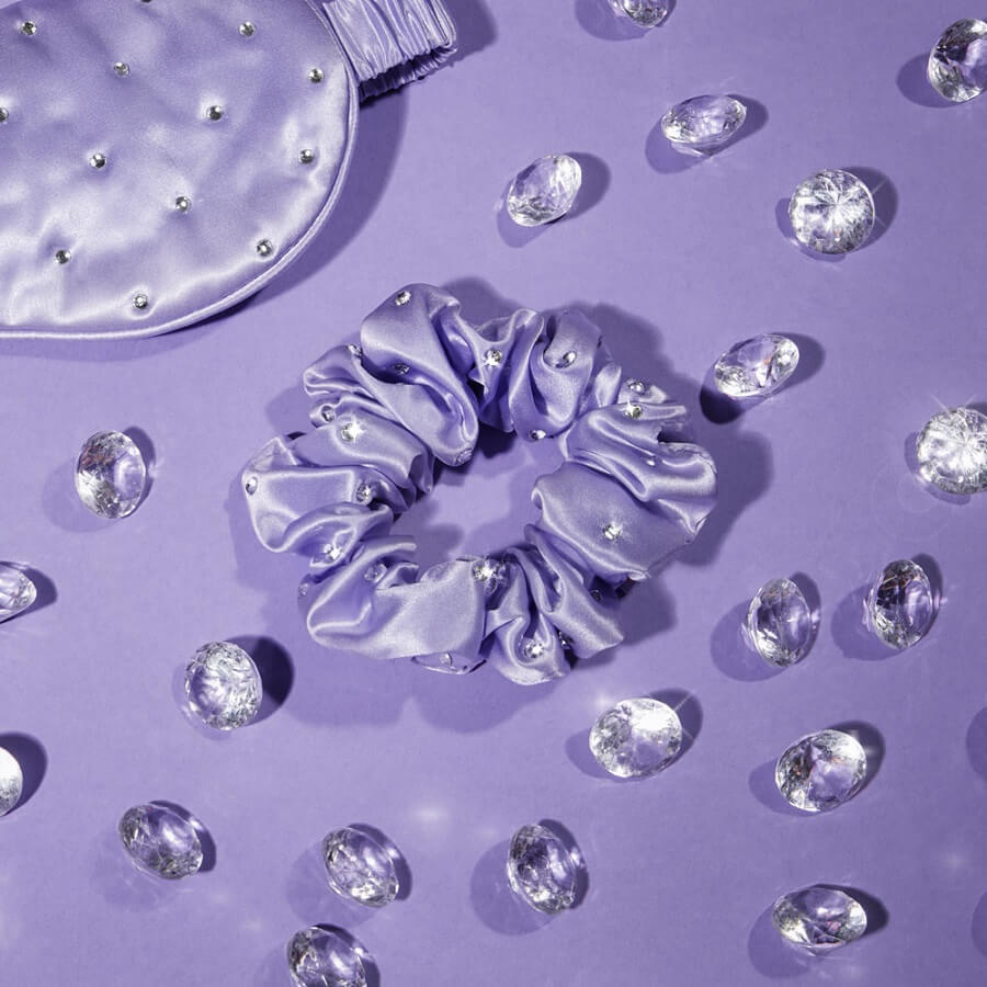 Crystalized Silk Scrunchie Lilac