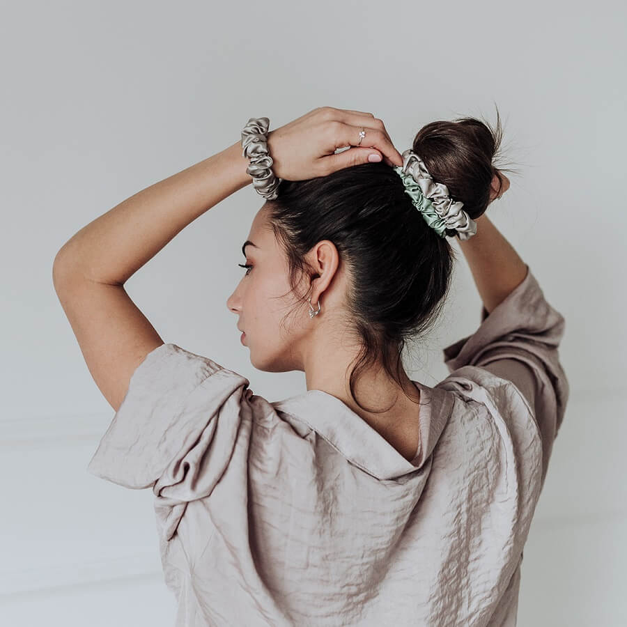 Silk Hairband Midi Silver Stardust