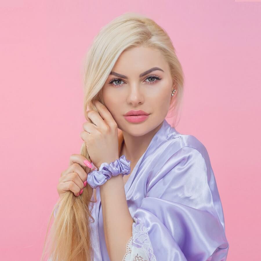 Crystalized Silk Scrunchie Lilac