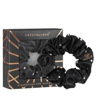 Crystallove Crystalized Silk Scrunchie Black