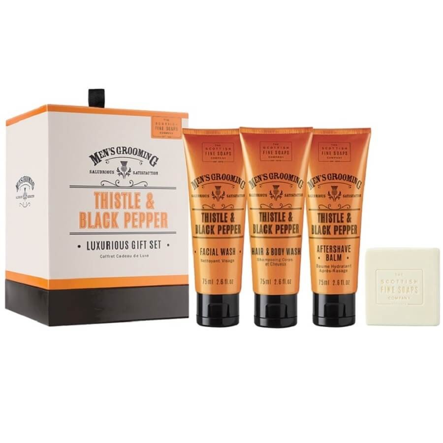 The Scottish Fine Soaps - Men's Grooming Thisle & Black Pepper Luxurious Gift Set - 