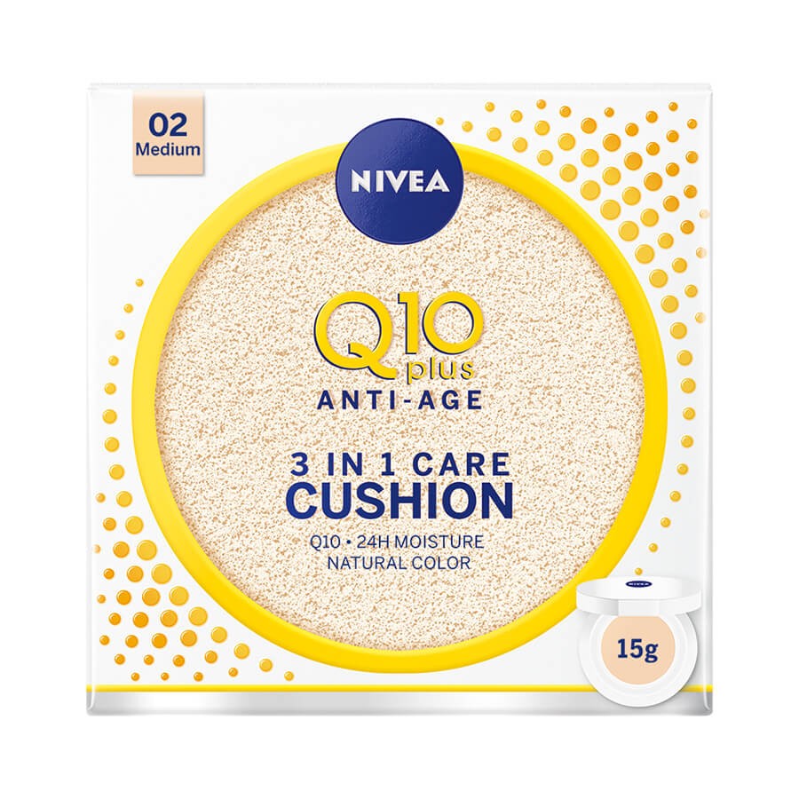 Nivea - Q10 Plus Anti Age 3 In 1 Skin Care Cushion - 01-Light Medium