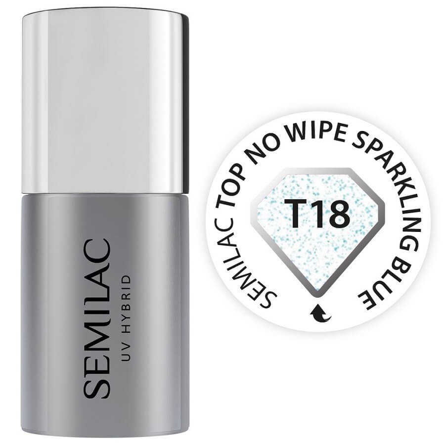 Semilac - Nail Polish Top No Wipe Sparkling Blue T18 - 