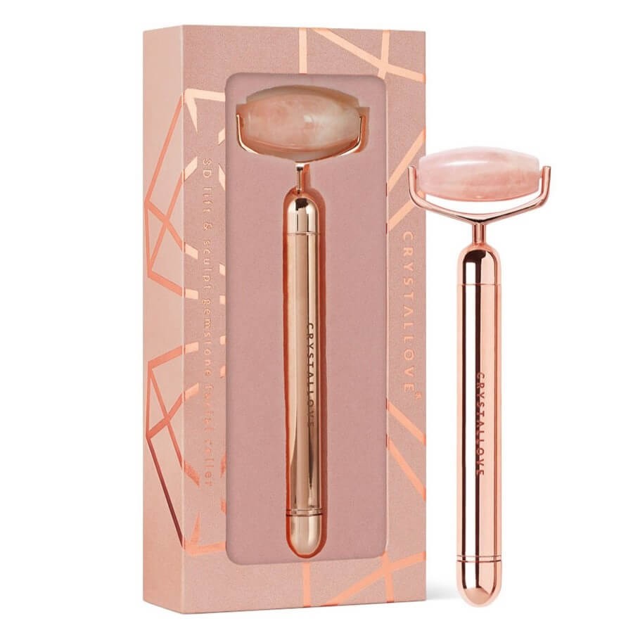 Crystallove Masažeri Za Lice Vibrating Rose Quartz Roller Masažer 1 kom,
