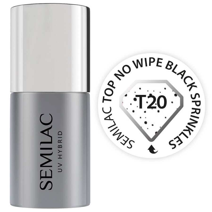 Semilac - Nail Polish Top No Wipe Black Sprinkles T20 - 