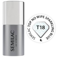 Semilac Nail Polish Top No Wipe Sparkling Blue T18