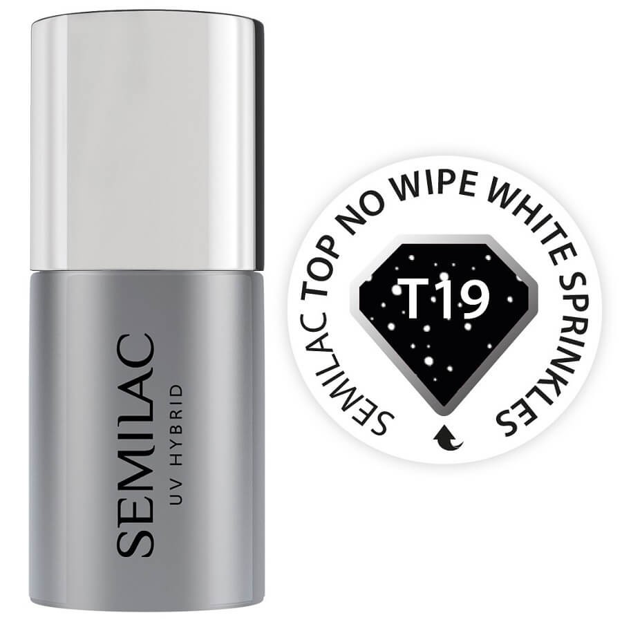 Semilac - Nail Polish Top No Wipe White Sprinkles T19 - 