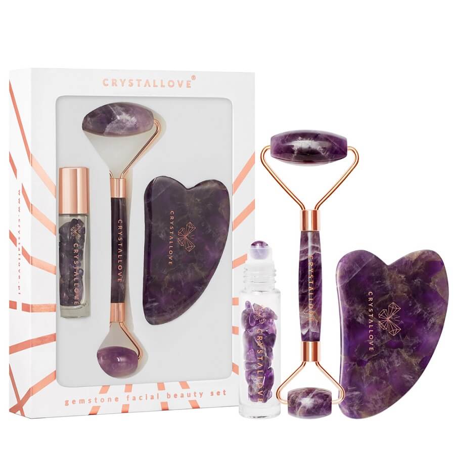Crystallove Masažeri Za Lice Amethyst Roller And Gua Sha Set 1 kom,