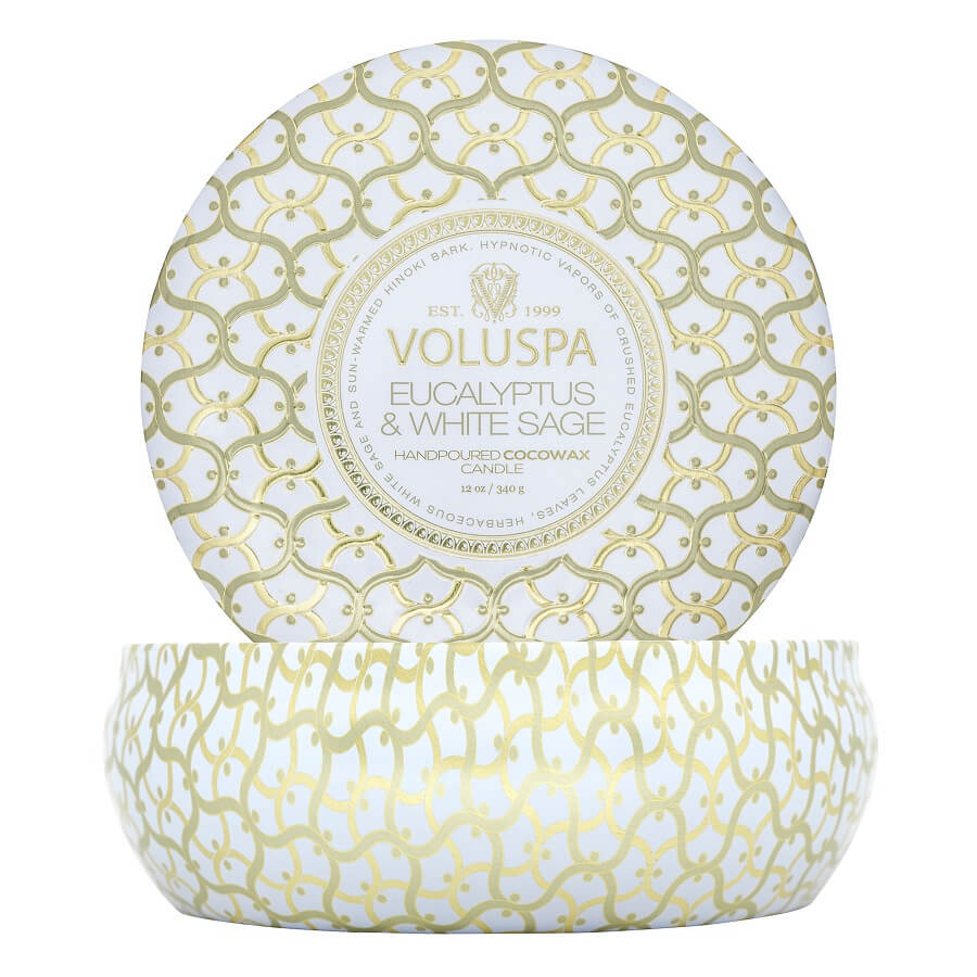 VOLUSPA Eucalyptus & White Sage 3 Wick Tin Candle Mirisna Svijeća 340 g