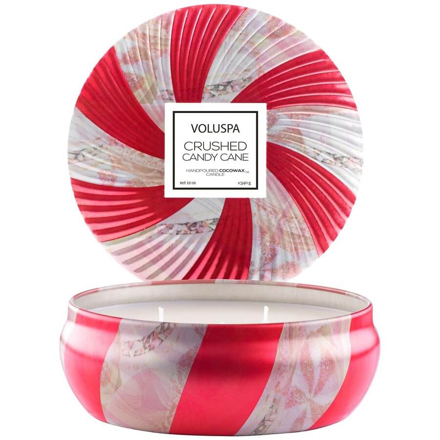 VOLUSPA Crushed Candy Cane 3 Wick Tin Candle Mirisna Svijeća 340 g